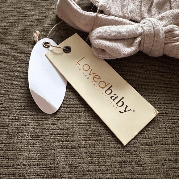 L’ovedbaby Organic Cotton Pointelle Oatmeal Beige Tie Headband 6-12 Months NWT - Picture 7 of 7